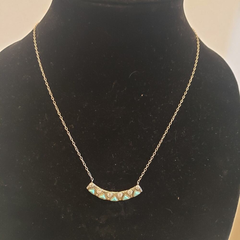 Silpada .925 Sterling Silver Blue Stone & CZ Cubic Zirconia Necklace - Picture 2 of 7